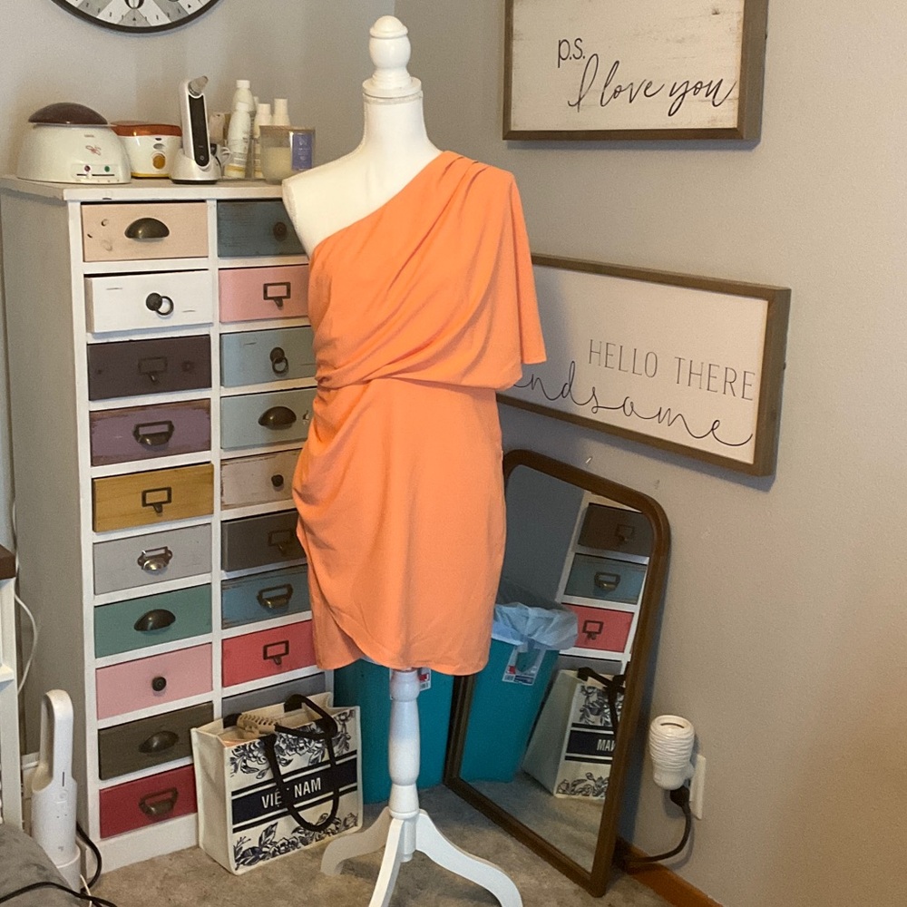 Orange One-Shoulder Dress